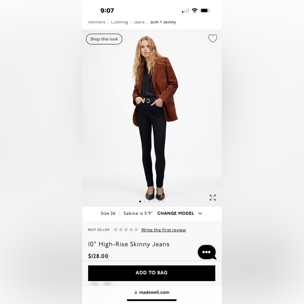 Madewell high rise skinny jeans